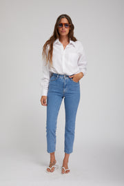 White Poplin Shirt with Pocket
