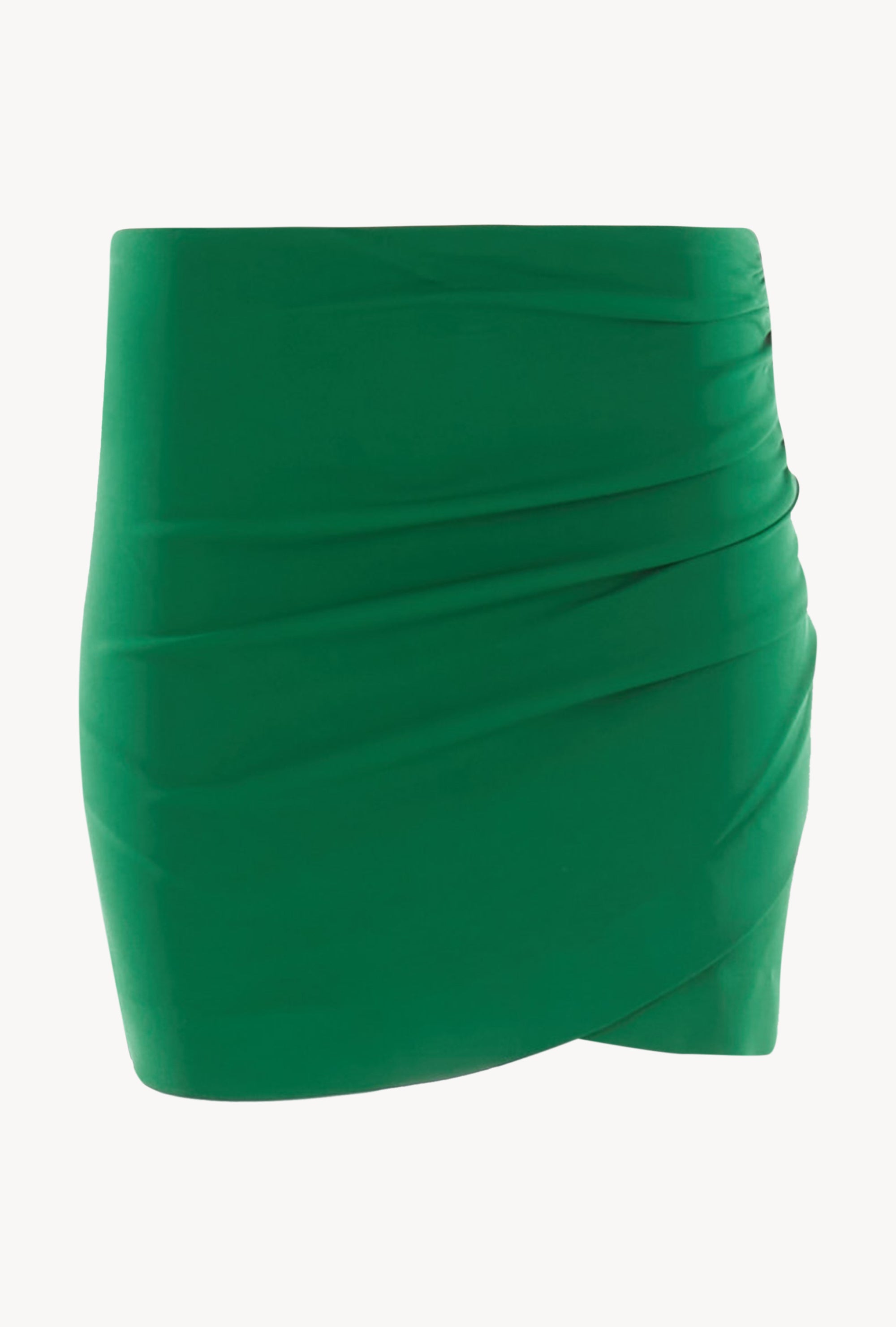 Evergreen Crepe Shirred Wrap Mini Skirt