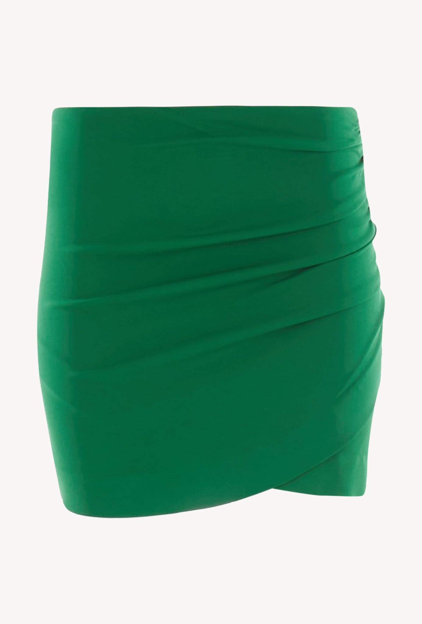 Evergreen Crepe Shirred Wrap Mini Skirt