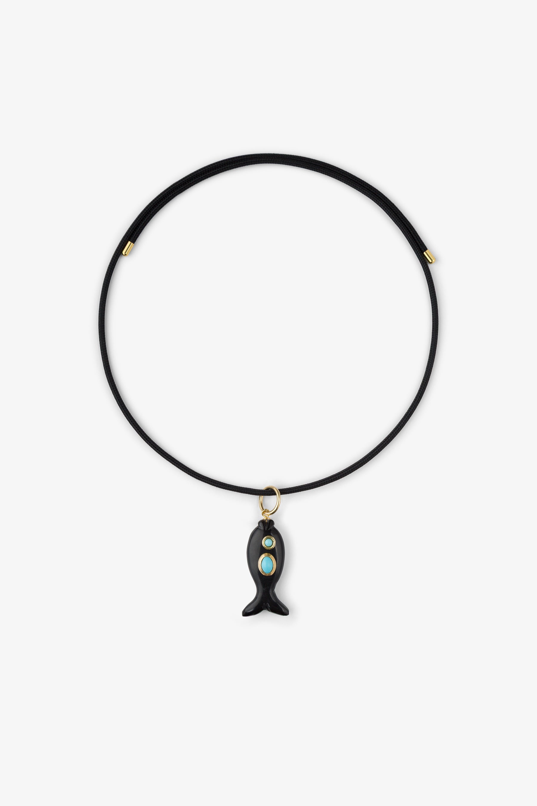 FISH CHARM NECKLACE SMALL ONYX 1