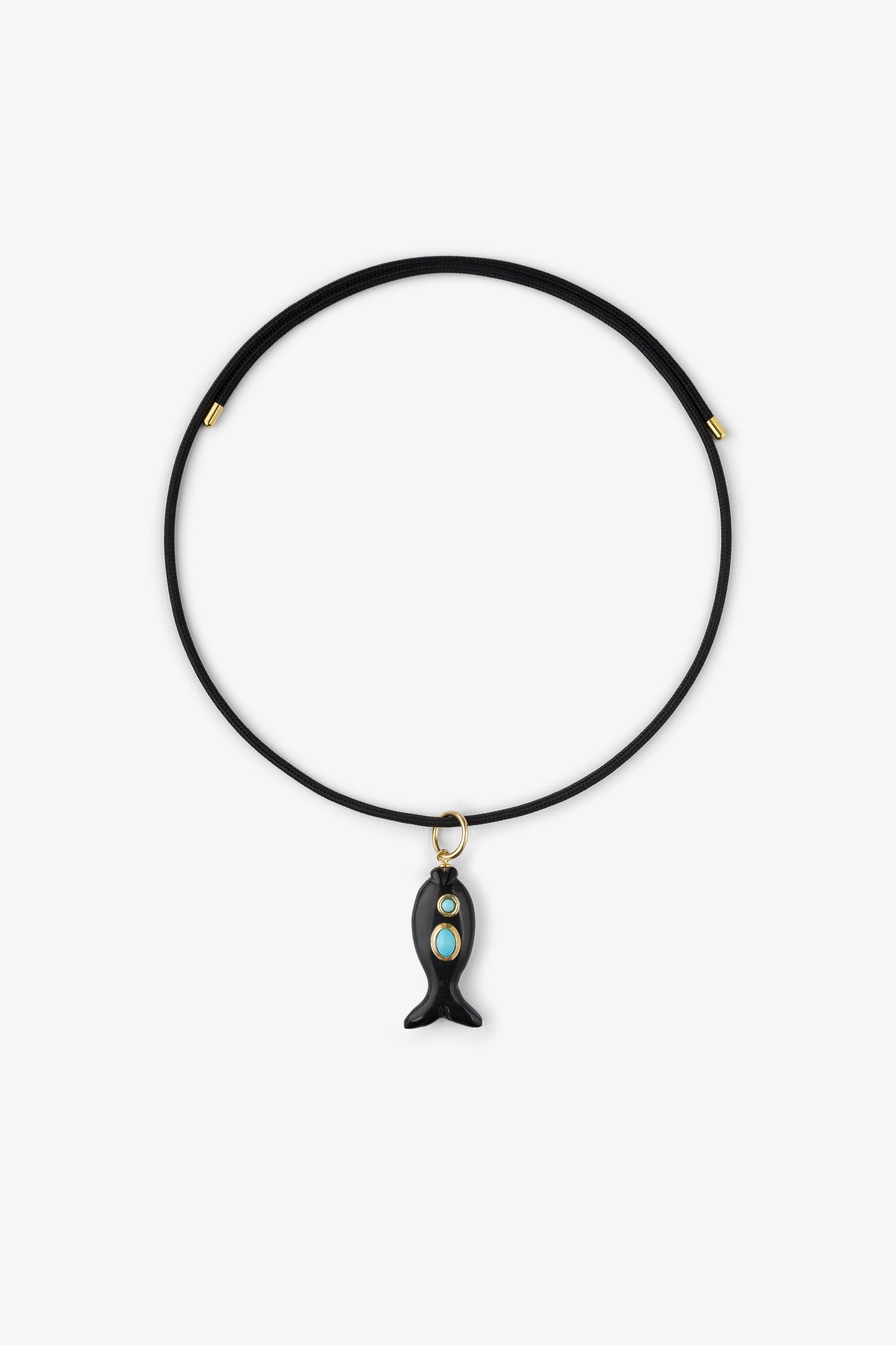 FISH CHARM NECKLACE SMALL ONYX 1