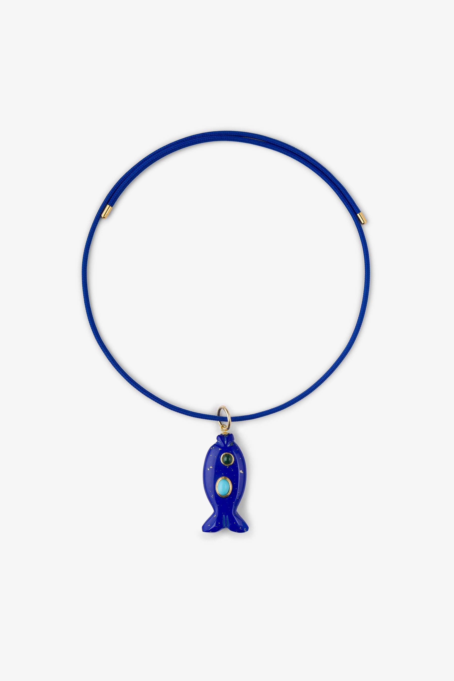 FISH CHARM NECKLACE SMALL AZURITE 1