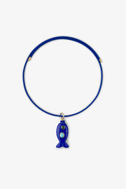 FISH CHARM NECKLACE SMALL AZURITE 1