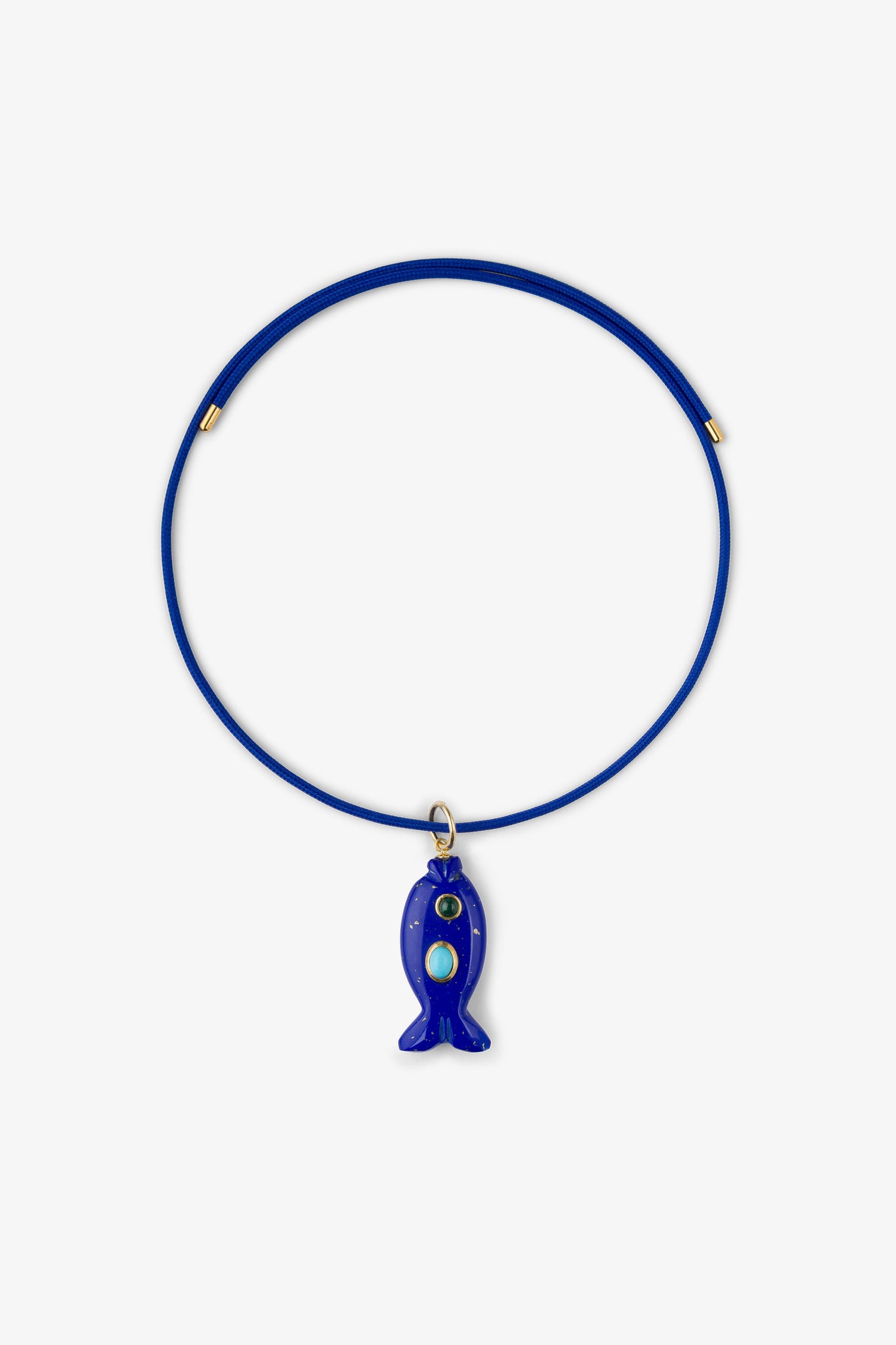 FISH CHARM NECKLACE SMALL AZURITE 1
