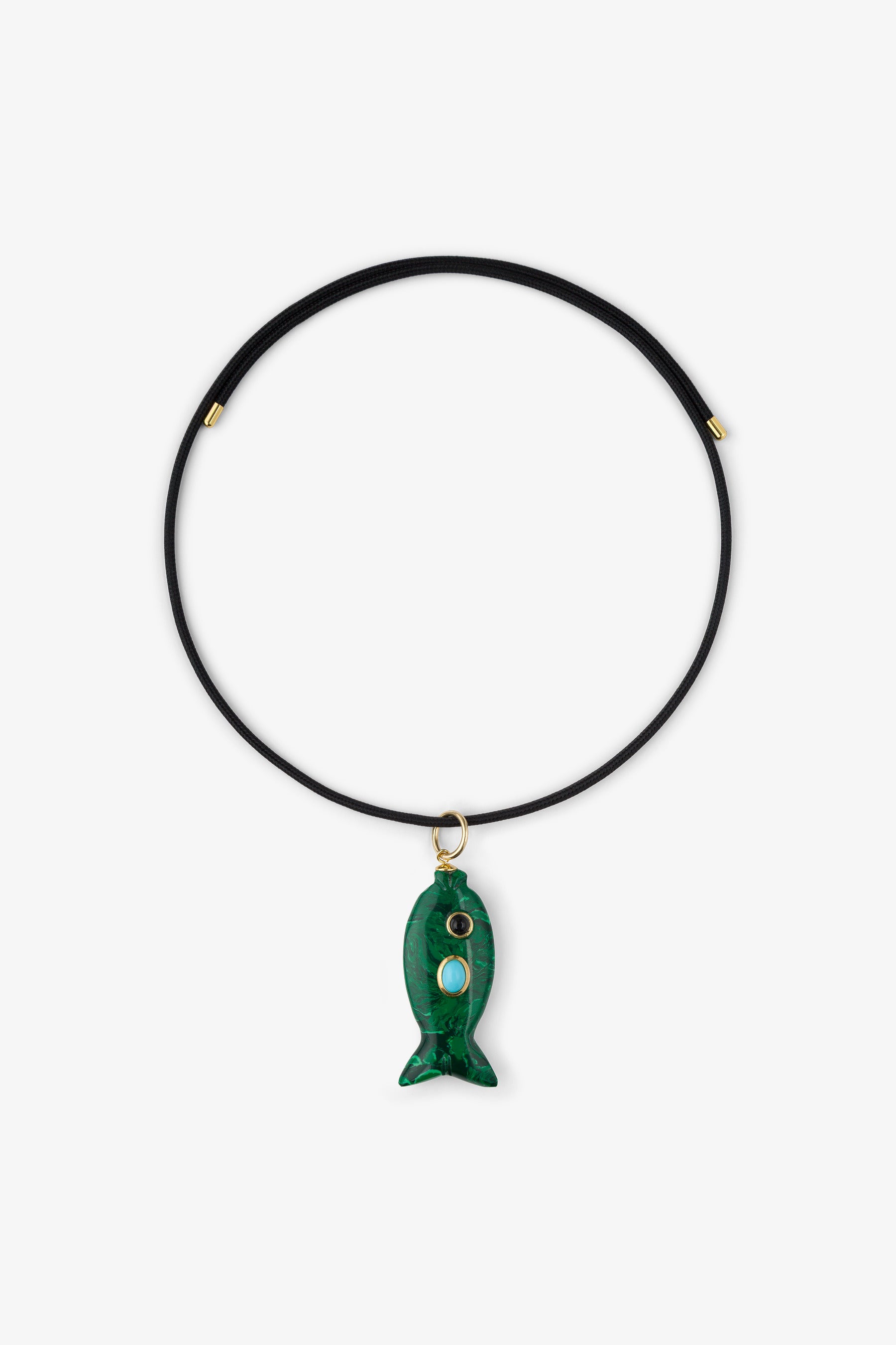 FISH CHARM NECKLACE SMALL MALACHITE 1