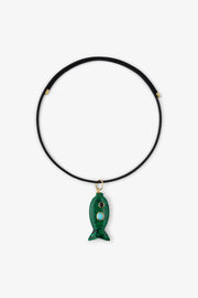 FISH CHARM NECKLACE SMALL MALACHITE 1