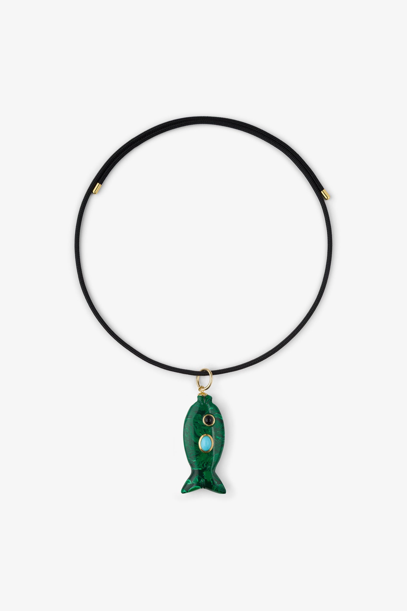 FISH CHARM NECKLACE SMALL MALACHITE 1