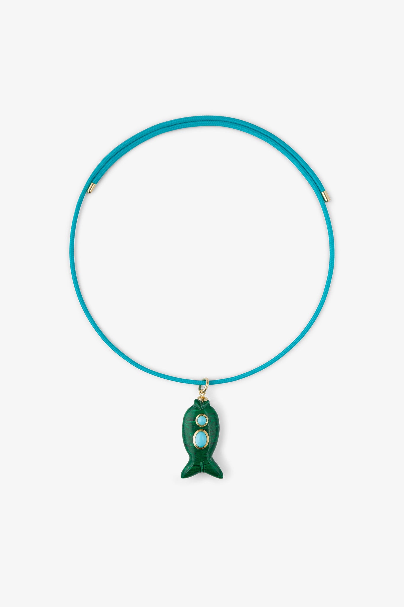 FISH CHARM NECKLACE SMALL MALACHITE 2