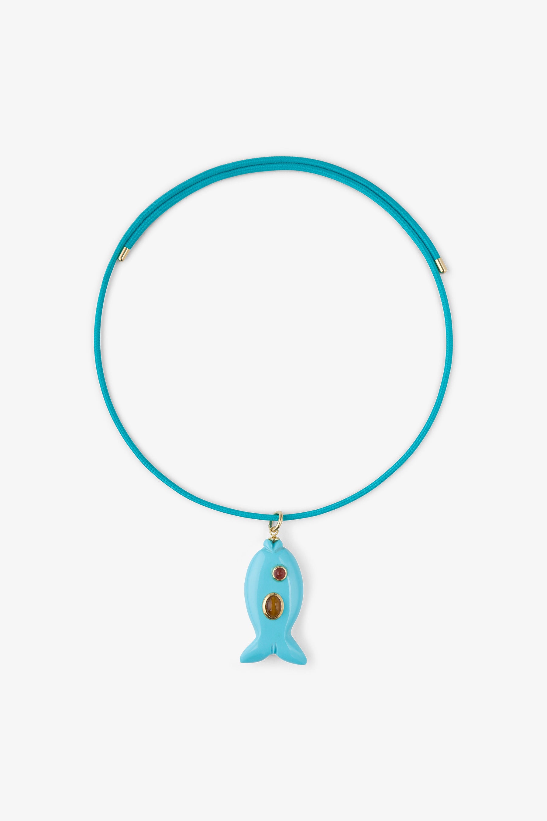 FISH CHARM NECKLACE SMALL TURQUOISE 2