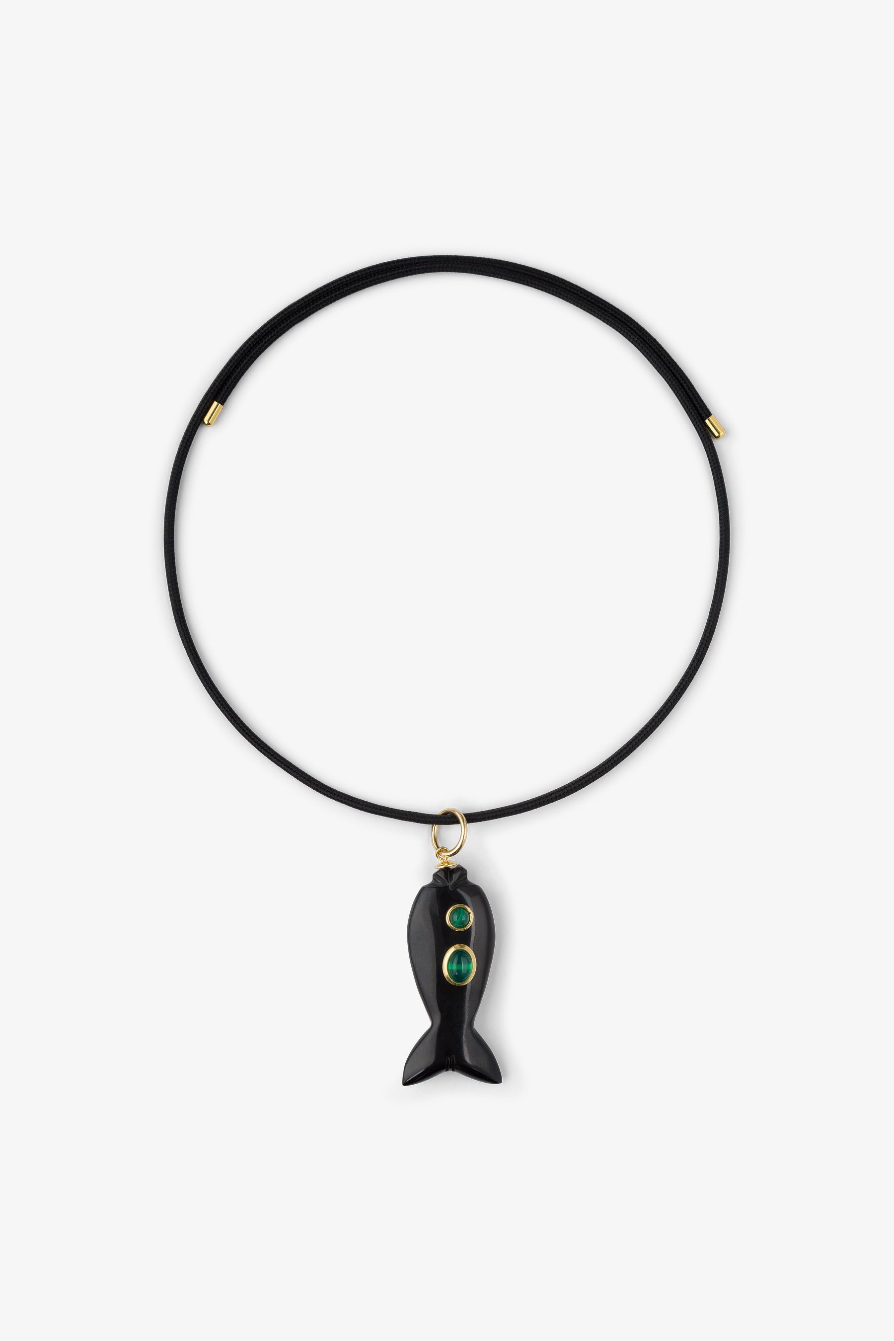FISH CHARM NECKLACE MEDIUM ONYX 1