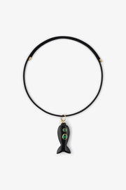 FISH CHARM NECKLACE MEDIUM ONYX 1