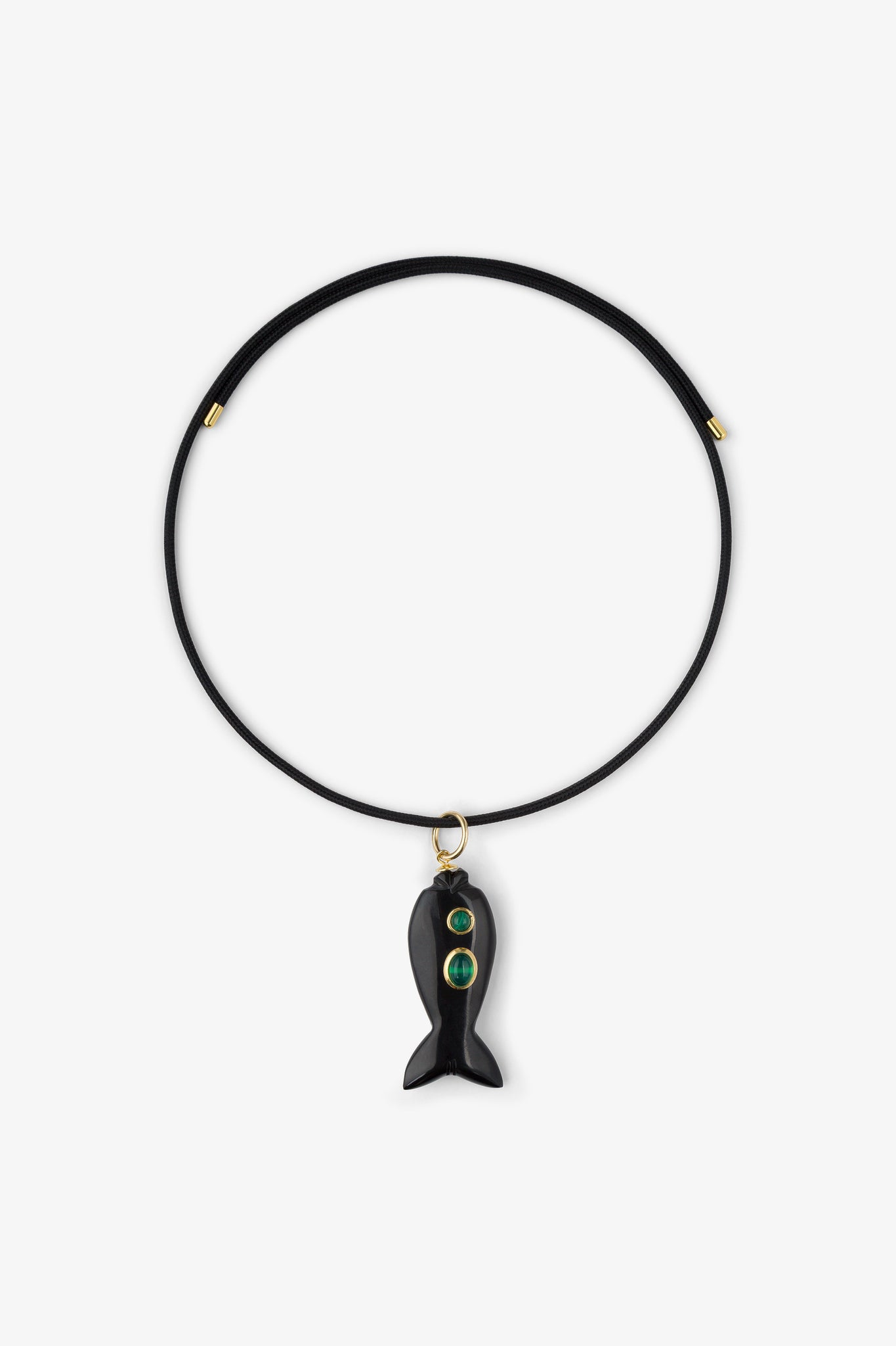 FISH CHARM NECKLACE MEDIUM ONYX 1