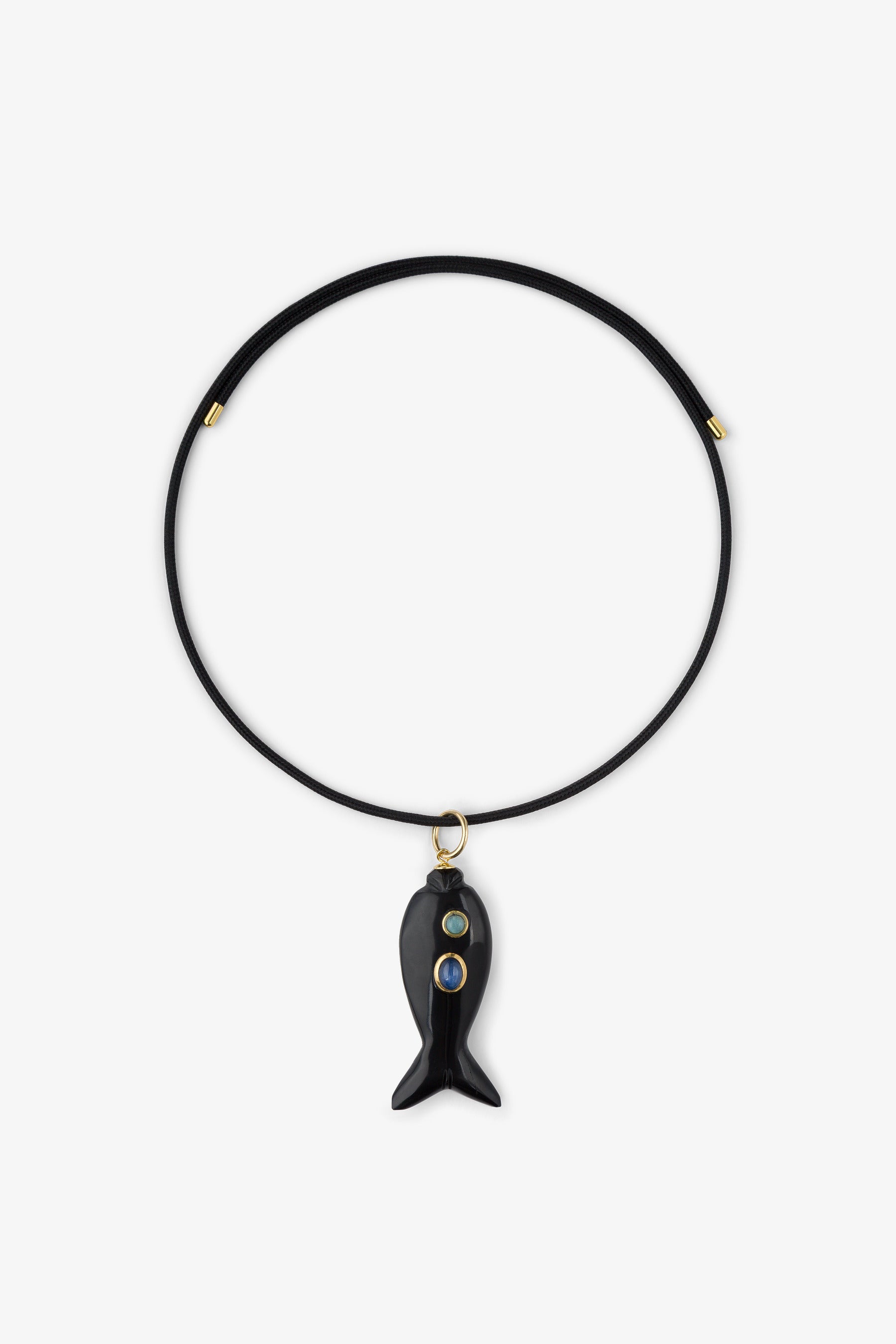 FISH CHARM NECKLACE MEDIUM ONYX 2