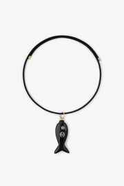 FISH CHARM NECKLACE MEDIUM ONYX 2