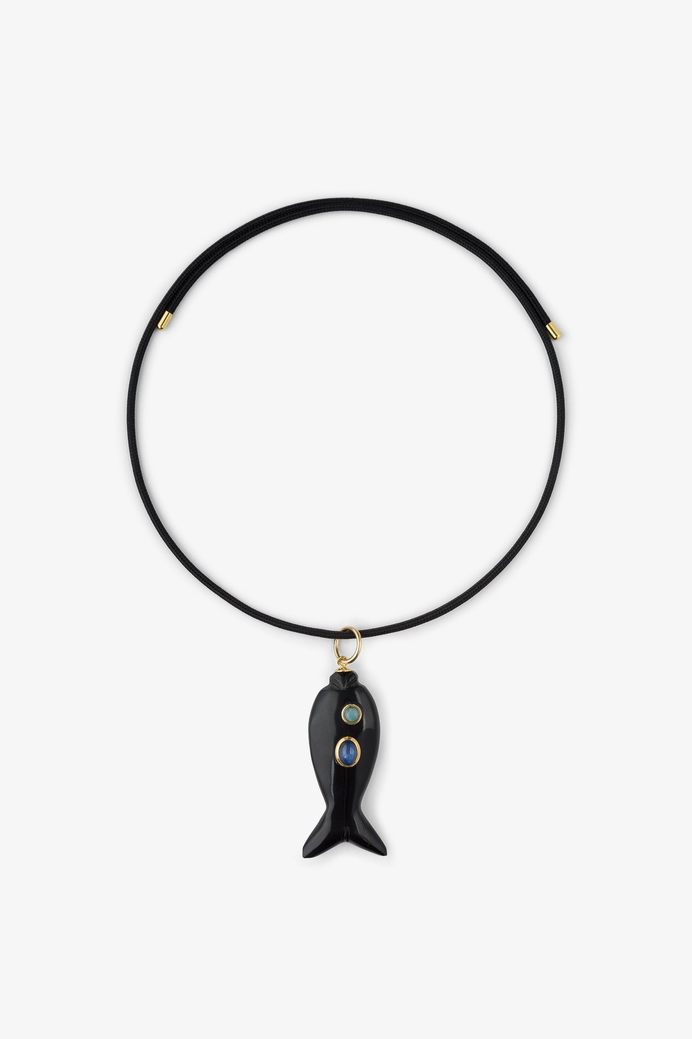 FISH CHARM NECKLACE MEDIUM ONYX 2