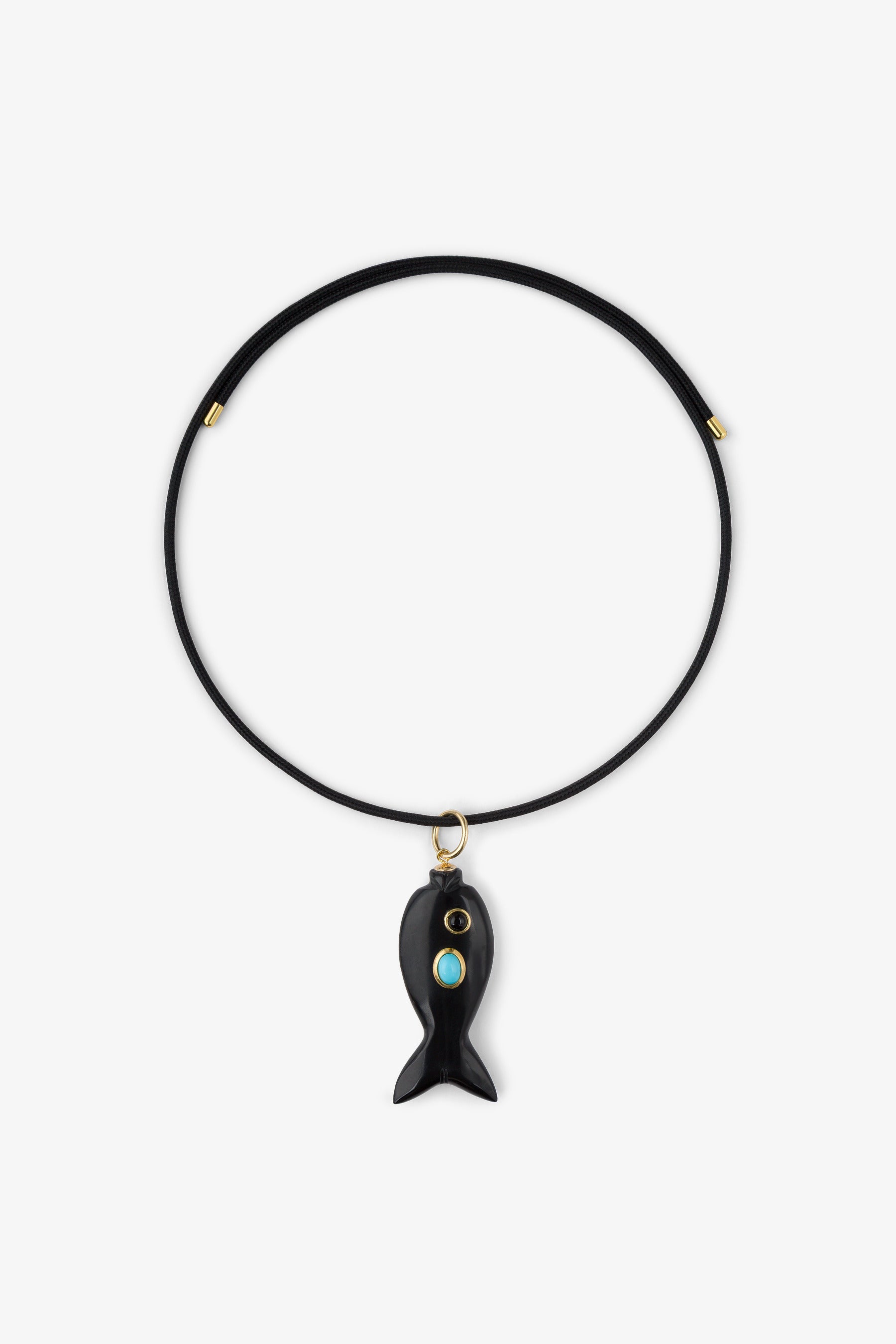 FISH CHARM NECKLACE MEDIUM ONYX 4