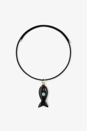 FISH CHARM NECKLACE MEDIUM ONYX 4