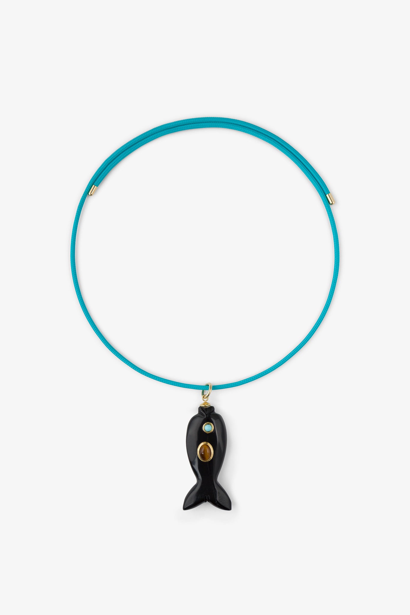 FISH CHARM NECKLACE MEDIUM ONYX 5