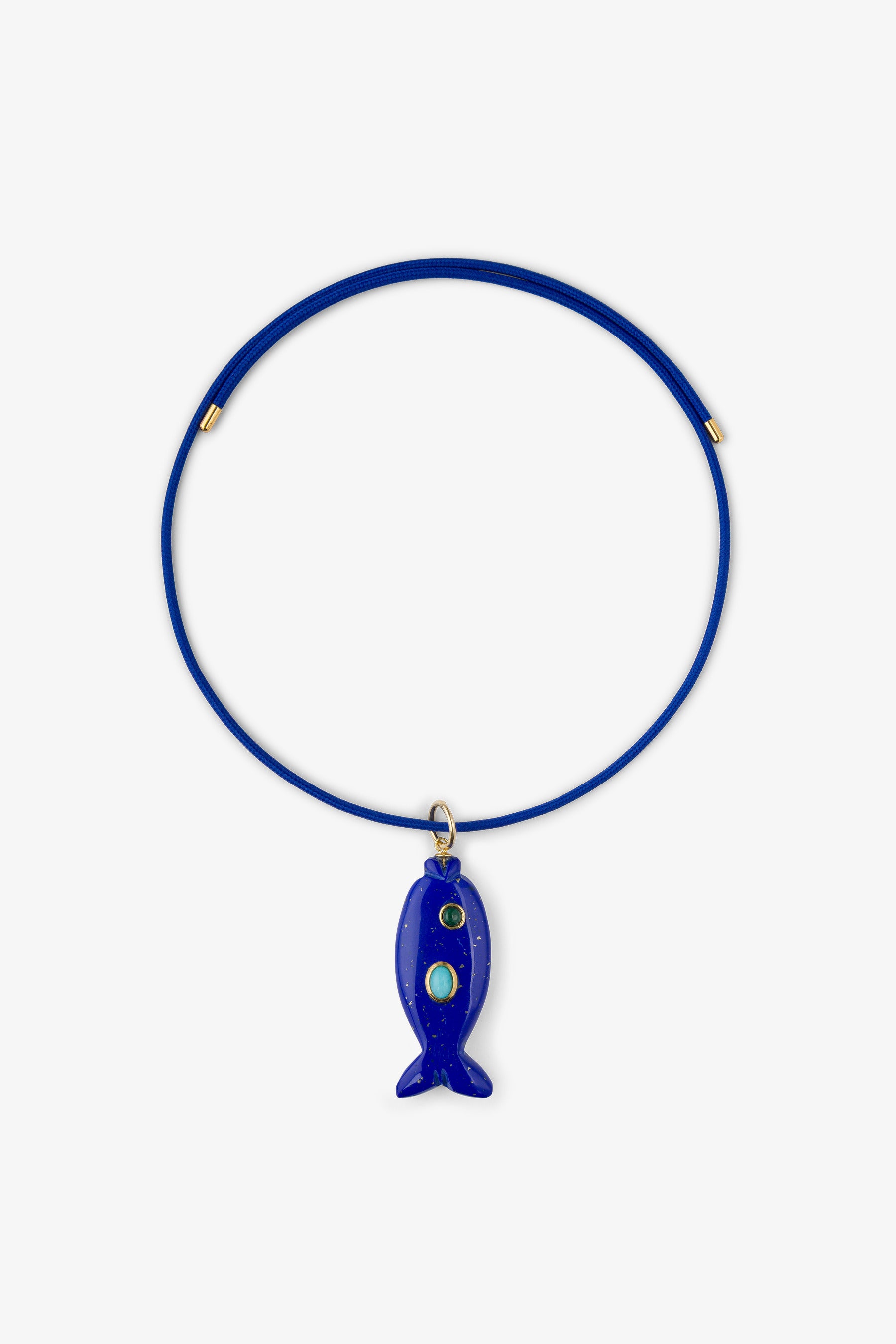 FISH CHARM NECKLACE MEDIUM AZURITE 1