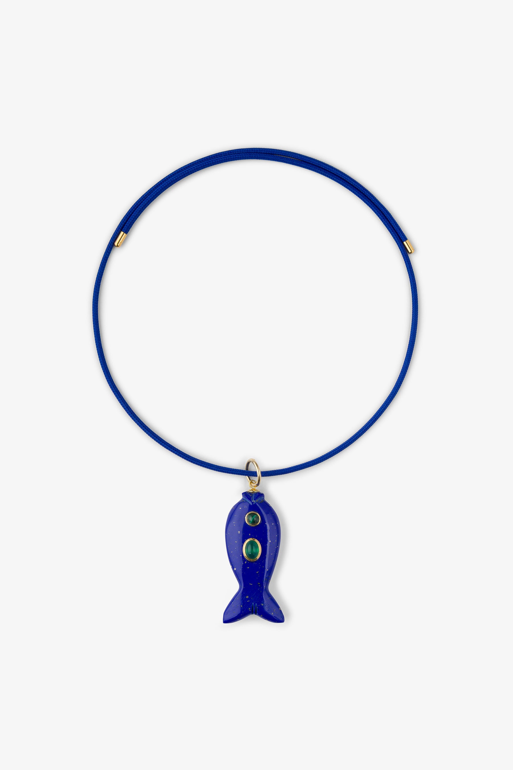 FISH CHARM NECKLACE MEDIUM AZURITE 2