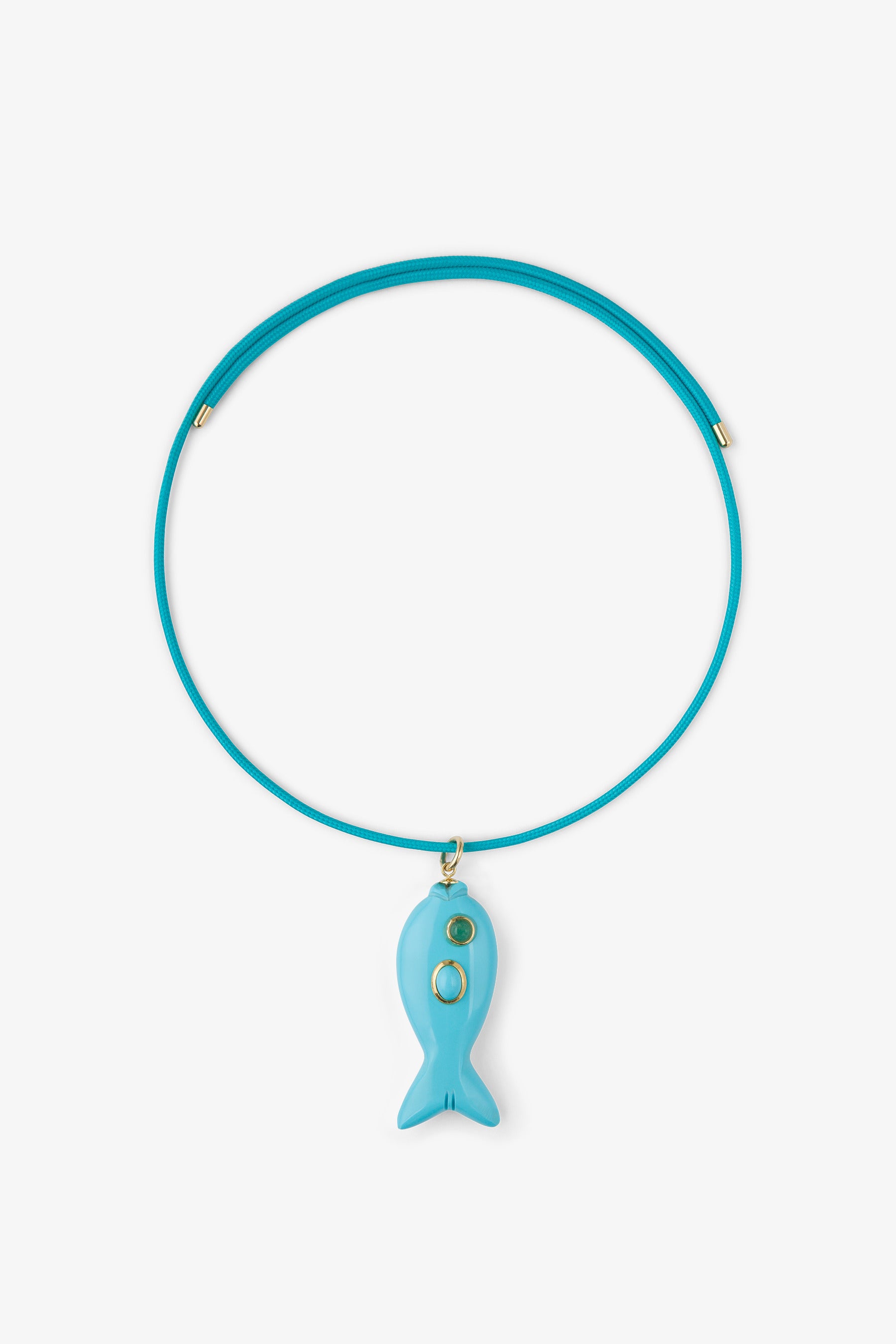 FISH CHARM NECKLACE MEDIUM TURQUOISE 2