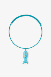 FISH CHARM NECKLACE SMALL TURQUOISE 3