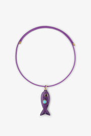 FISH CHARM NECKLACE SMALL AMETHYST 2