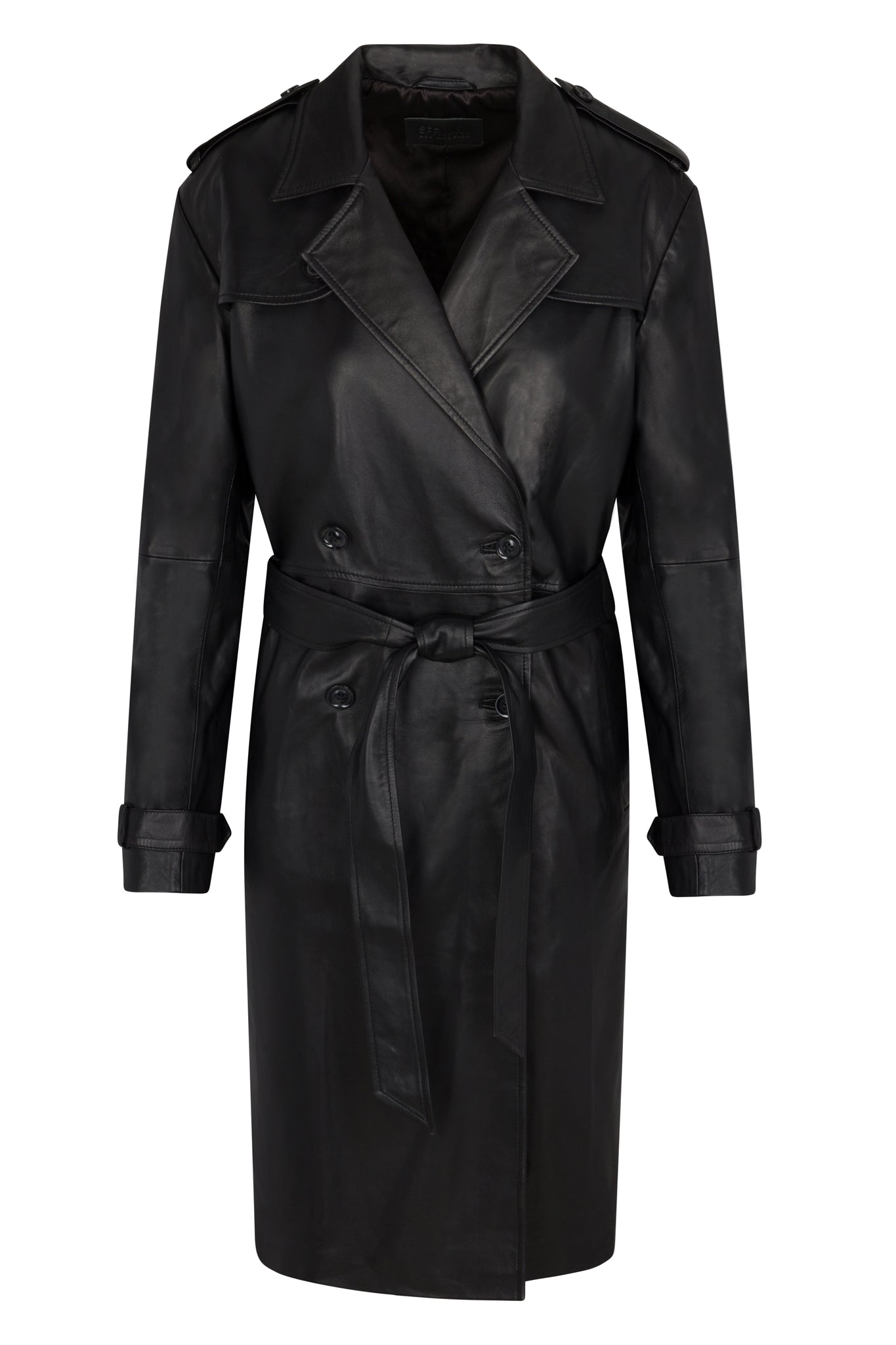 Black Leather Trench Coat