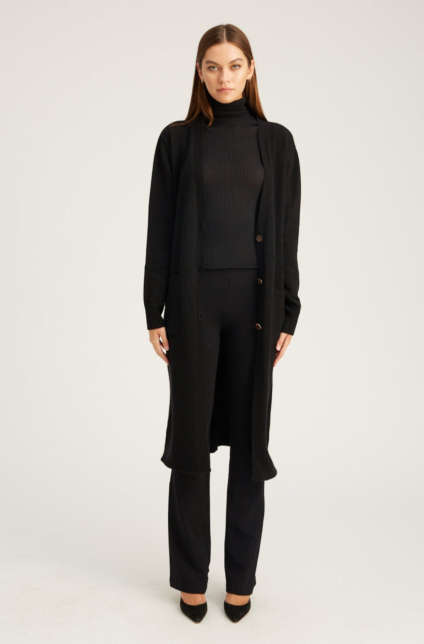 Black Cashmere Long Cardigan