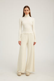 Vintage White Knit Wide Leg Pants