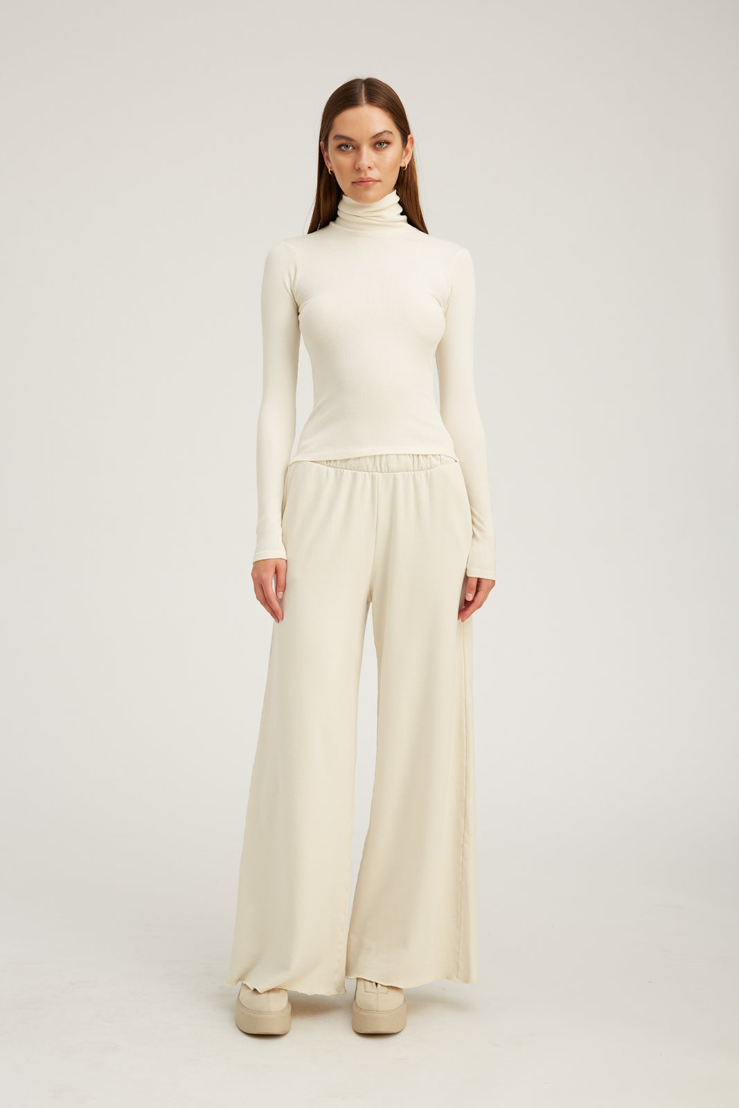 Vintage White Knit Wide Leg Pants
