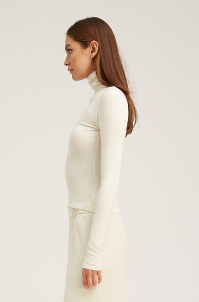 Off White Rib Long Sleeve Turtleneck