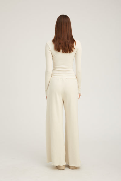 Off White Rib Long Sleeve Turtleneck