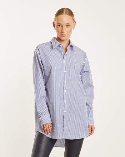 Navy Cotton Oversized Shirt