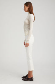 White Corduroy Crop Flare Pants