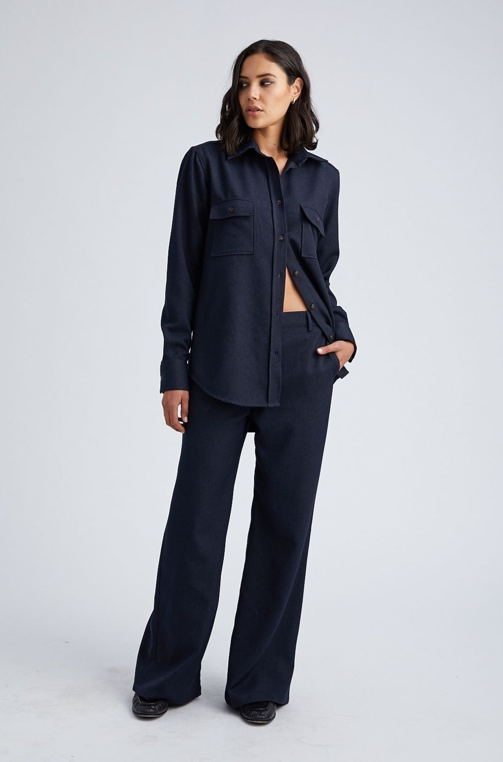 Navy Oversized Button Down
