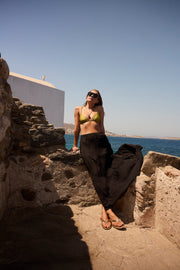 Black Silk Tiered Maxi Skirt