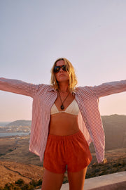 Terracotta Suede Slip Shorts