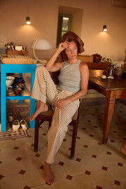 Camel Stripe Linen Amalfi Pants