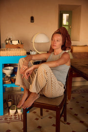 Camel Stripe Linen Amalfi Pants