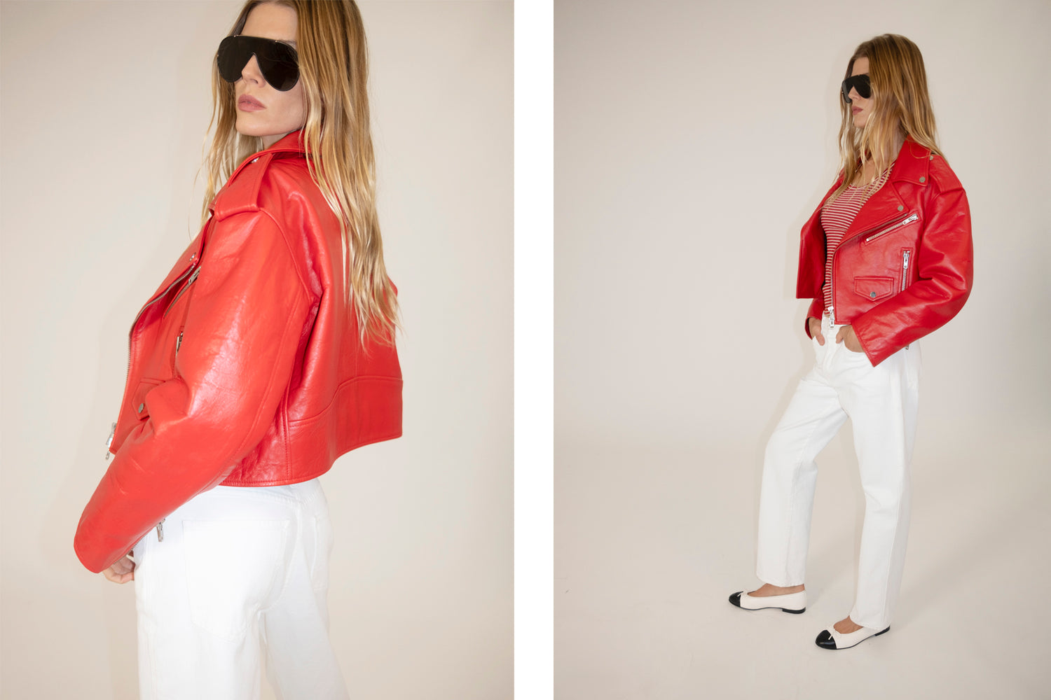 Red leather motorcycle jacket