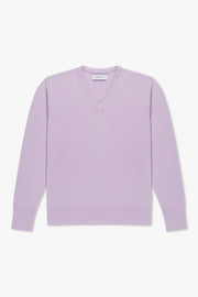Lavender Cashmere V-Neck Boyfriend Sweater
