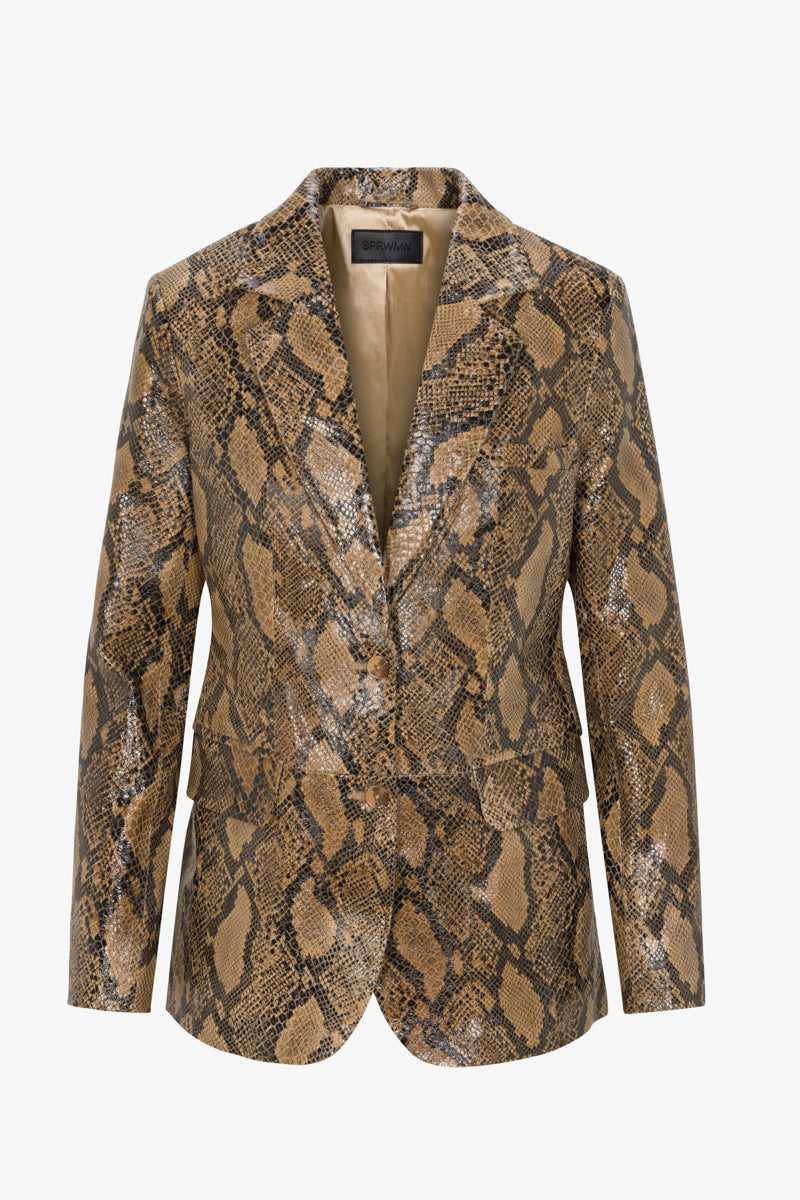 Tan Python Leather Classic Blazer