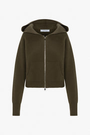 Cashmere Shrunken Zip Up Hoodie