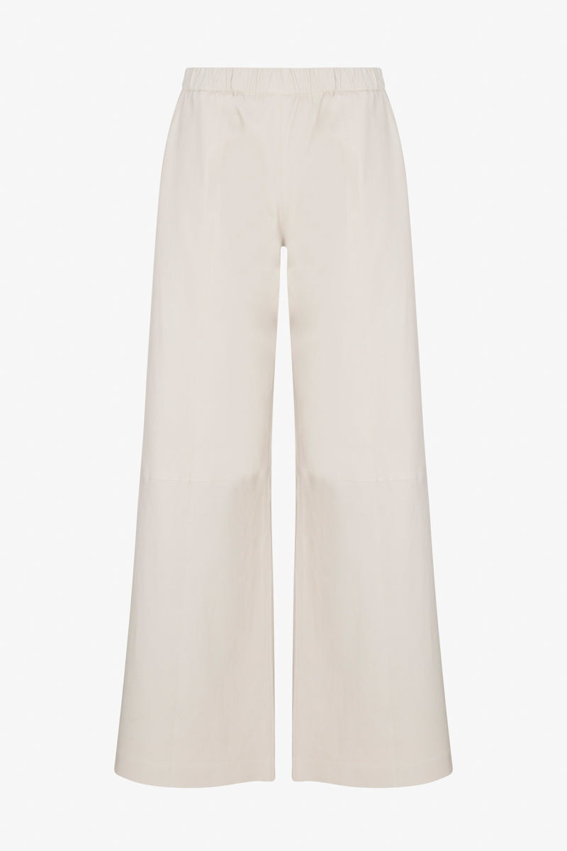 Shell Stretch Leather Wide Leg Trousers