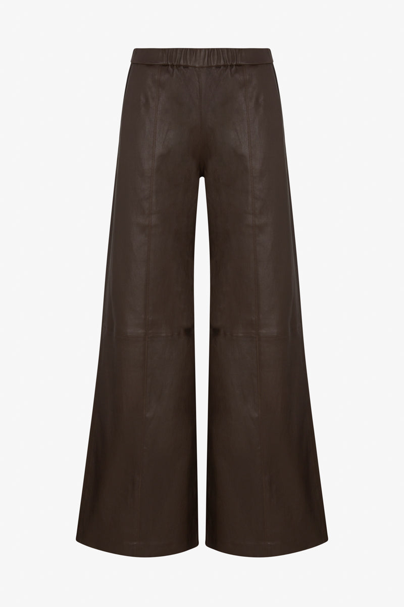 Stretch Leather Wide Leg