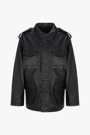 Black Leather Military Jacket