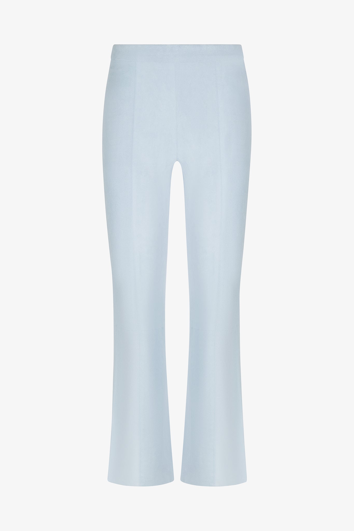 Suede Ankle Flare Pants with Princess Seams