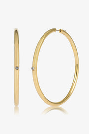 Diamond Bezel Hoop Earrings 70mm