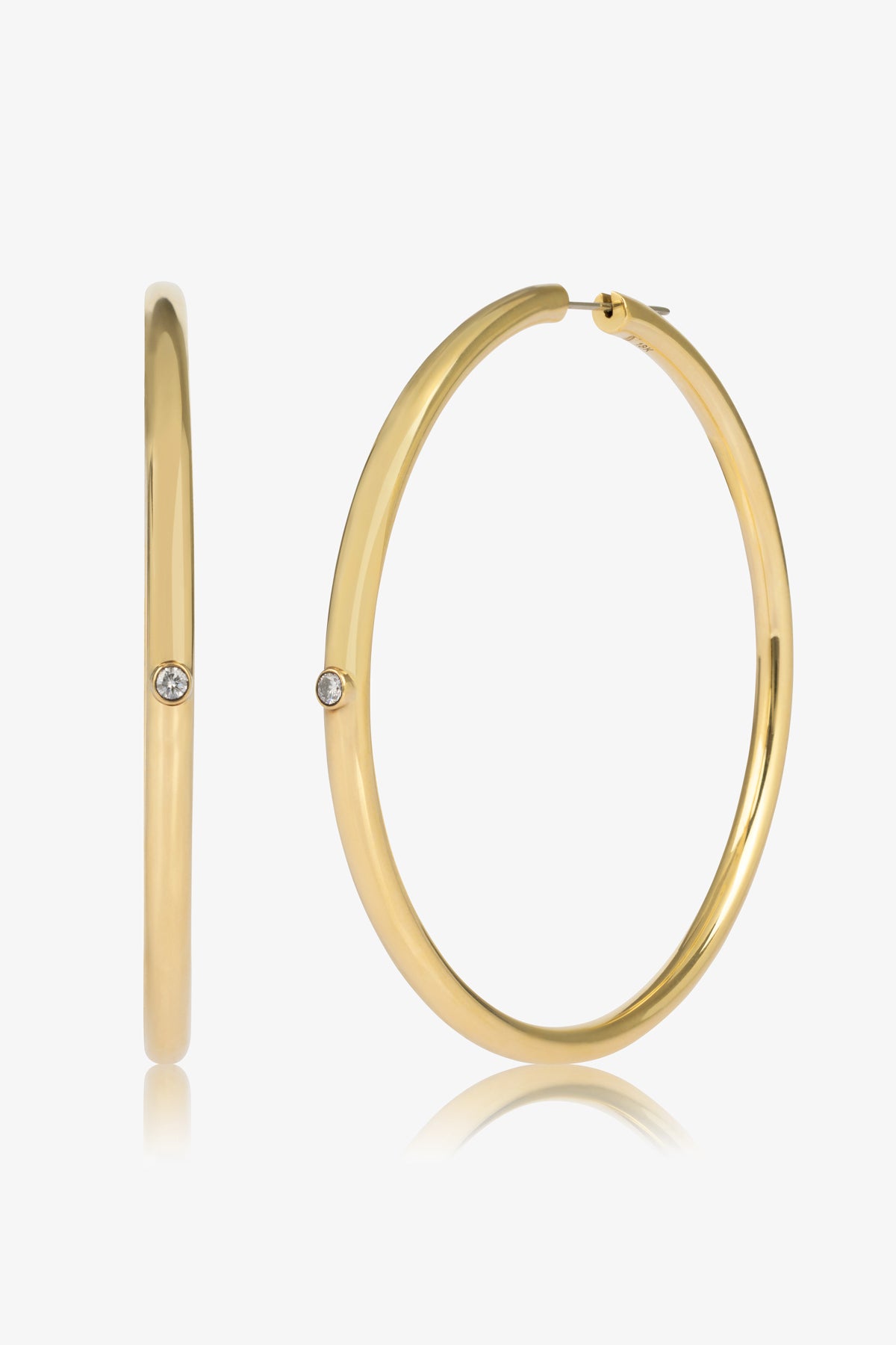 Diamond Bezel Hoop Earrings 70mm